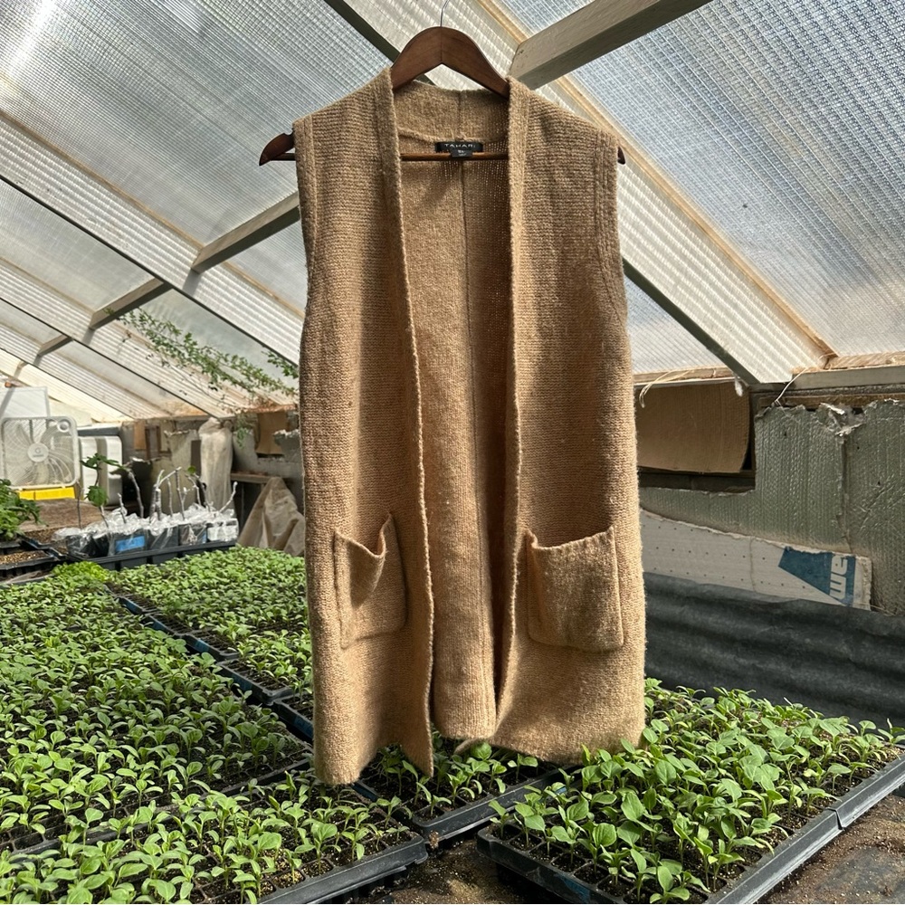 Cozy Tan Sleeveless Cardigan Vest